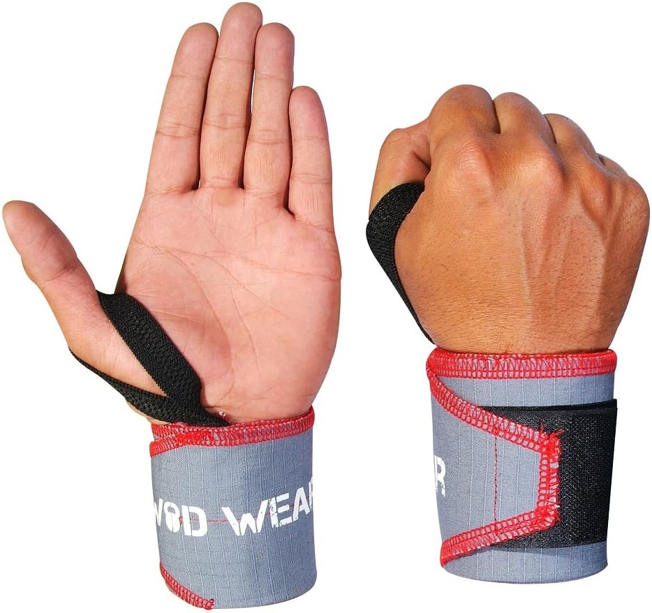 Wrist Wraps with Thumb Loop for Powerlifting, Strength Training, Bodybuilding, Cross Training, Olympic Weightlifting, Yoga - One Size Fits All