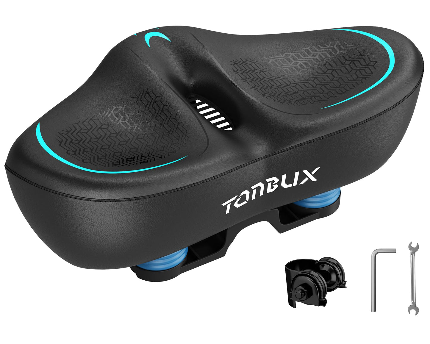 TONBUX Noseless Bike Seat for Men & Women, 6cm Padding Extra Comfortable Bike Seat Cushion, 13.4" Large Bicycle Saddle for Peloton Bikes, Stationary Bikes, Ebike