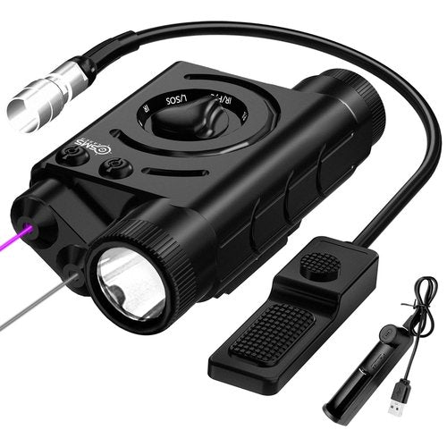 SMSlaser Purple Laser Sight + Infrared(IR) Laser Beam + 1200 Lumens Tactical Flashlight, Rifle Ar Laser, Airsoft Ar 15 Laser, Including Battery Charger and Remote Control Switch, Fit for AEG GBB CQB
