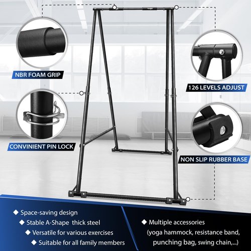 Yes4All Robust Freestanding Pull Up & Chin Up Bar, 126 Levels Adjustable & 770 lbs Capacity Foldable Pull Up Bar Station