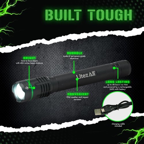 LitezAll 400 Lumen Tactical Flashlight, Compact LED Flashlight with Pocket Clip, Aerospace Aluminum Body, IPX2 Weather Resistant, Everyday Carry Flashlight for Outdoor, Work, and Emergency Use