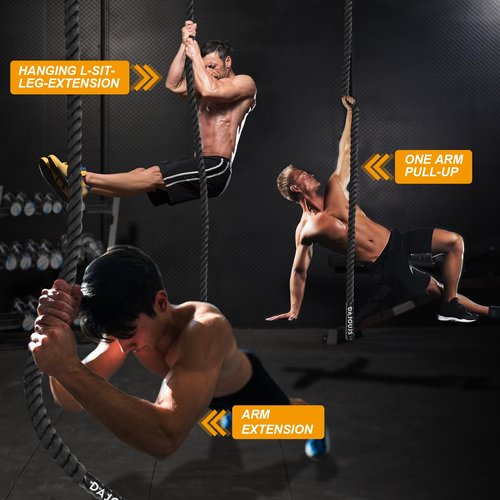 DAJOUJS Climbing Rope 1.5 Inch Diameter 10FT Length Gym Climbing Rope for Workout Fitness & Strength Training, Gym Rope, Exercise Climbing Rope in Black for Adults or Kids Outdoor & Indoor