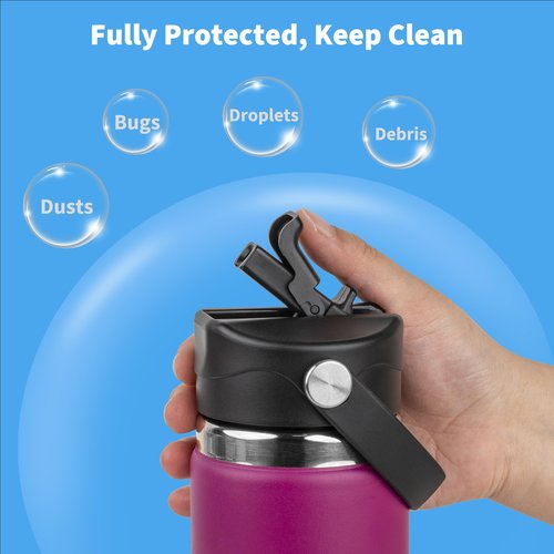 Diumepo Lid with Straw for Hydro Flask, Replacement Straws Cap Lid for Hydroflask 12-64 oz Wide Mouth Water Bottles, Dust Cover Lid Compatible with Wide Mouth Water Bottles(Blue)