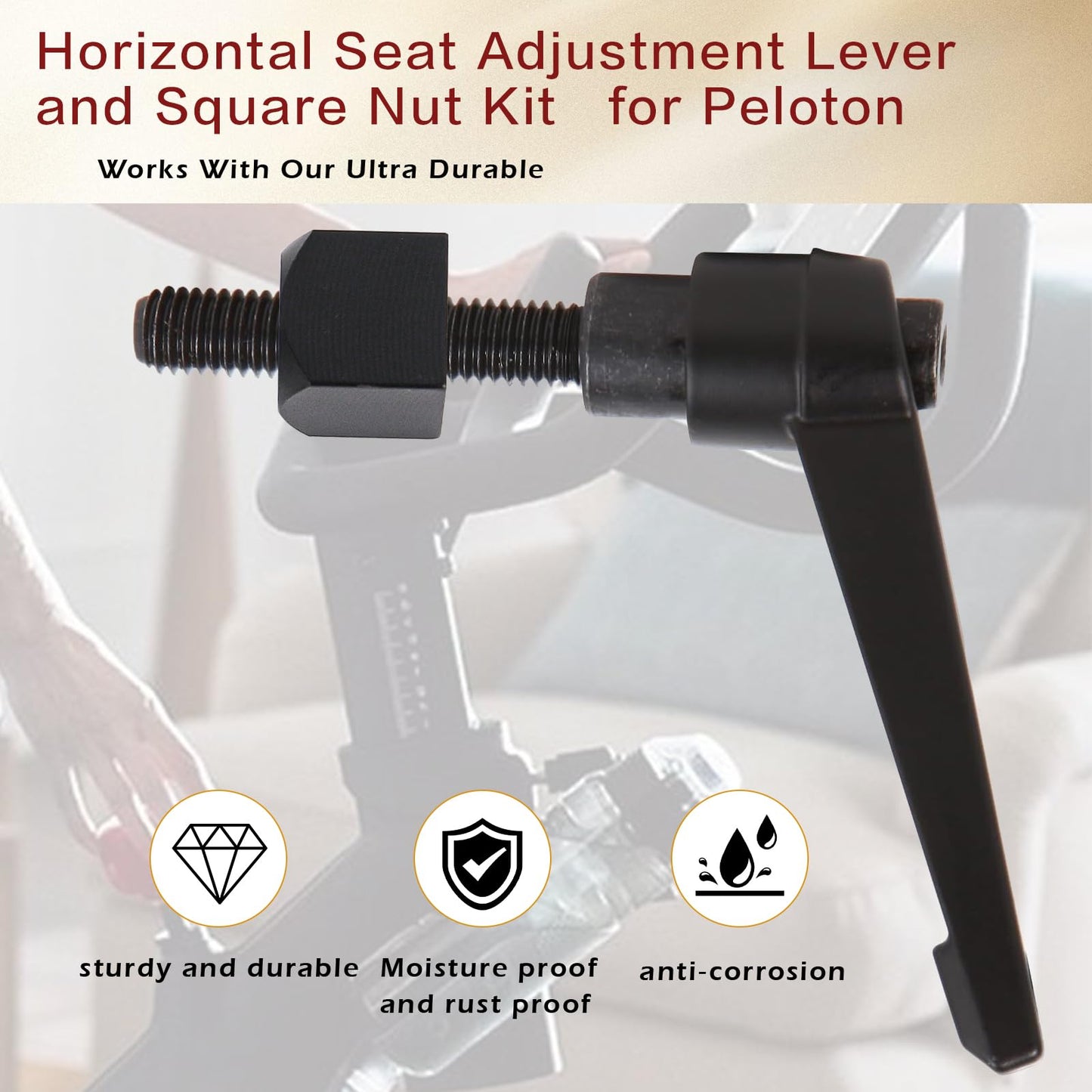 AQDD Exercise Bike Horizontal Seat Adjustment Lever and Square Nut Kit for Peloton Seat Lever Replacement Handle Parts