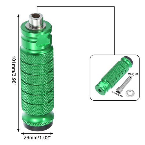 X AUTOHAUX 1 Pair Aluminum Alloy Rear Foot Pegs Footrests Universal Green for BMX MTB Bike Bicycle Fit 1/4 Inch Axles
