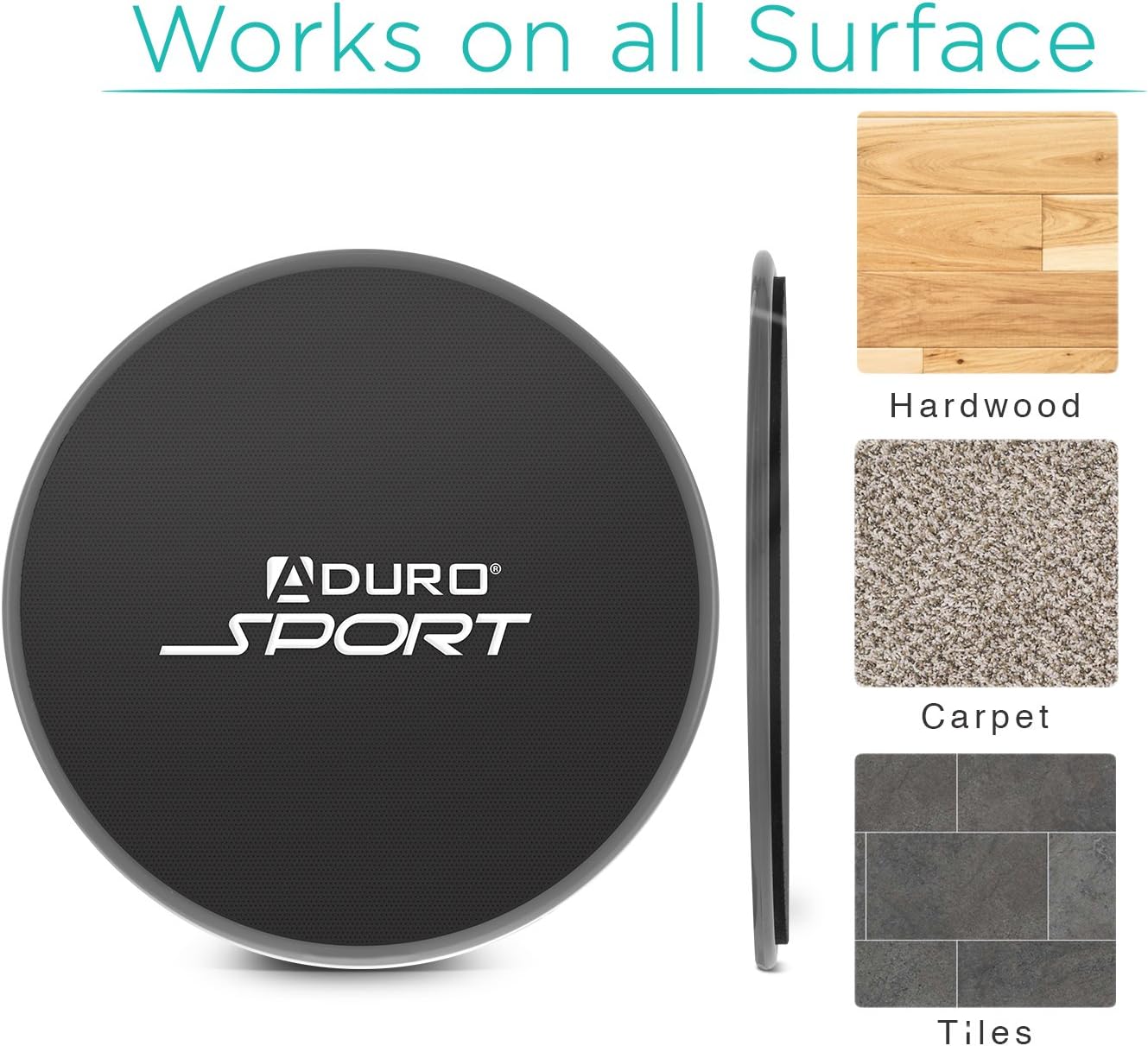 Aduro Sport Exercise Sliders for Fitness Workout [2PK], Double Sided Gilder Strength Slides Discs Work Smoothly on Any Surface for Stretch Strength Core Exercise