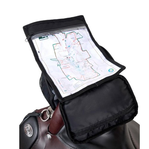 Tucker Navigator Compact Resistant Nylon Contoured Horseback Riding Trail Gear Saddle Pommel Bag w/Waterproof Pockets, Adjustable Strap, Reflective Strip,12x12x4 - Graphite Gray