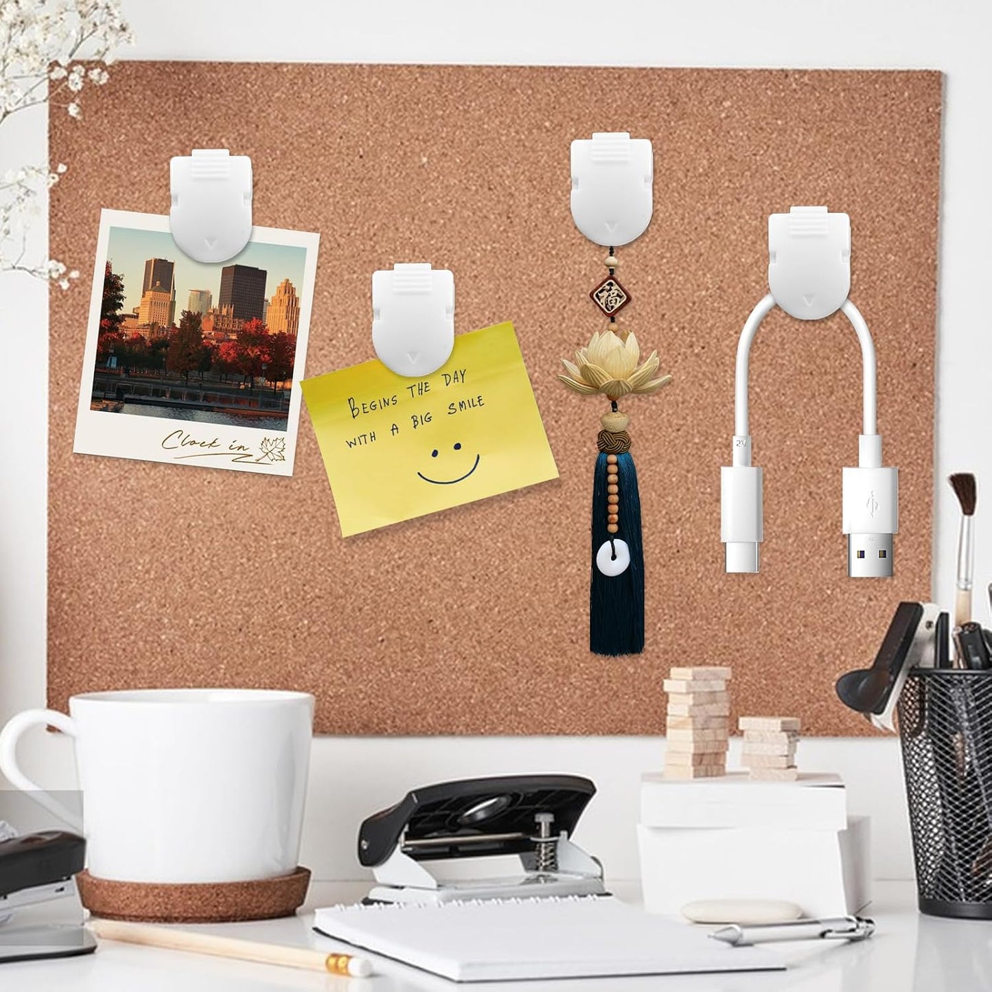 Cubicle Clips Fabric Panel Wall Clips Cubicle Pins Hooks Fabric Panel Cubicle Accessories Office Clips for Hanging Photos Notes, Memos, Messages (40)