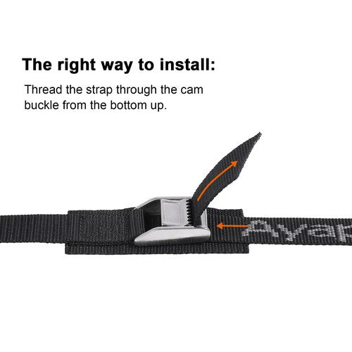 Ayaport Stainless Steel Cam Buckle Tie Down Straps Lashing Straps 2200lbs Break Strength Heavy Duty Car Roof Rack Strap for Kayak, SUP, Surfboard, Cargo, Motorcycle, Truck, Boat, Dirt Bike(1" x 16')
