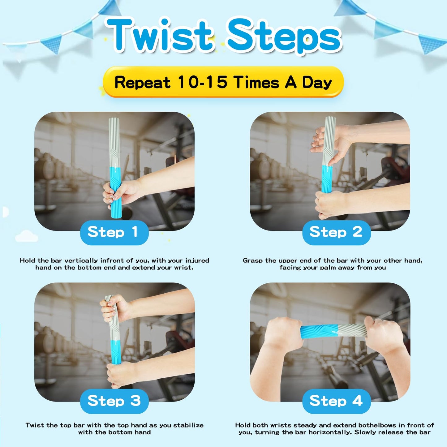 3Pack Stress Balls for Adults & 1Pack Twist Hand Exerciser Bars, Hand Strengthening Grip Ball for Excercise, Hand Therapy & Stress Relief, Resistance Bar Relieves Tendonitis Pain (Grey)