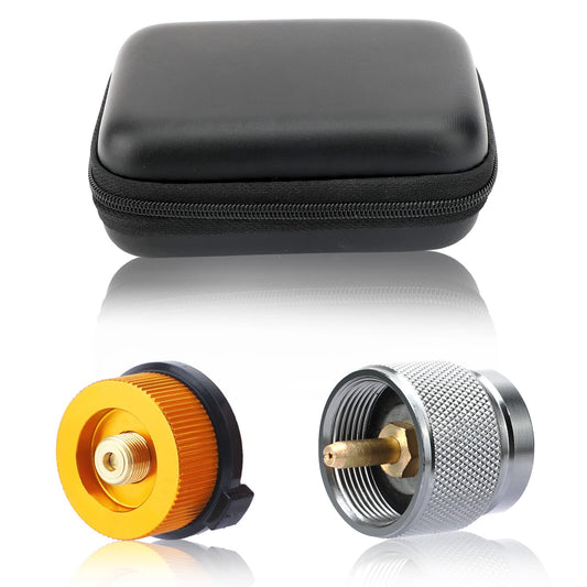 SAN LIKE 2pcs Camping Stove Adapter Butane Canister Adapter EN417 Lindal Valve Canister Shifter Propane Adapter Isobutane Fuel Canister with Exhaust Air Pressure Button