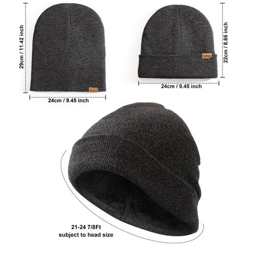 Beanie Winter Hats Stocking Caps Mens and Womens Slouchy Wool Knit Warm Thermal Toboggan Ski Gear Gifts Charcoal Gray