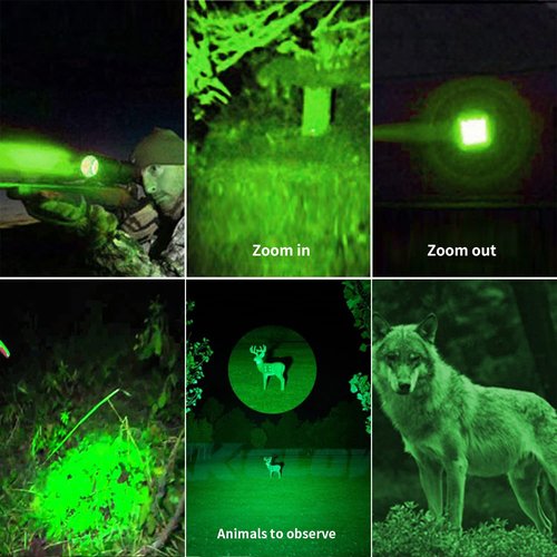 YZYOE Rechargeable Green Light Tactical Flashlight，500 Yard Green Light Zoomable Flashlight Observation Lights with Pressure Switch Universal Picatinny Rail Mount kit.