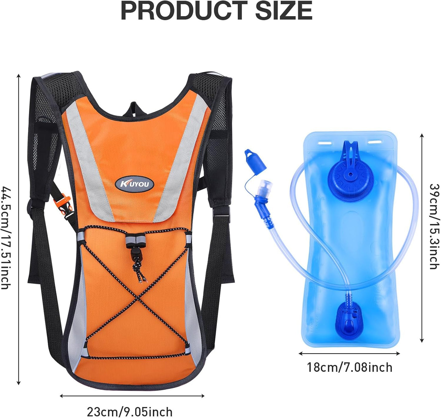 KUYOU Running Hydration Vest - Lightweight Insulated Hydration Backpack with 2L Water Bladder, Adjustable Chest Straps and Reflective Water Backpack for Trail Running Marathon Race Hiking Cycling