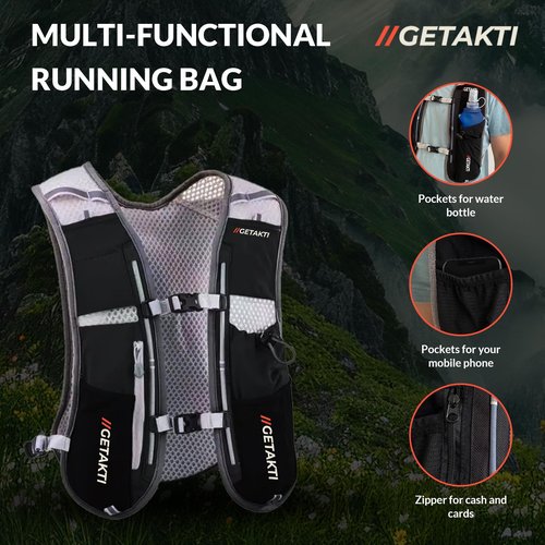 Running Vest for Men and Women - Hydration Vest with 500ml Foldable Water Bottle - Lightweight Hydration Backpack for Outdoor Adventures, Trail Running, Hiking and Cycling