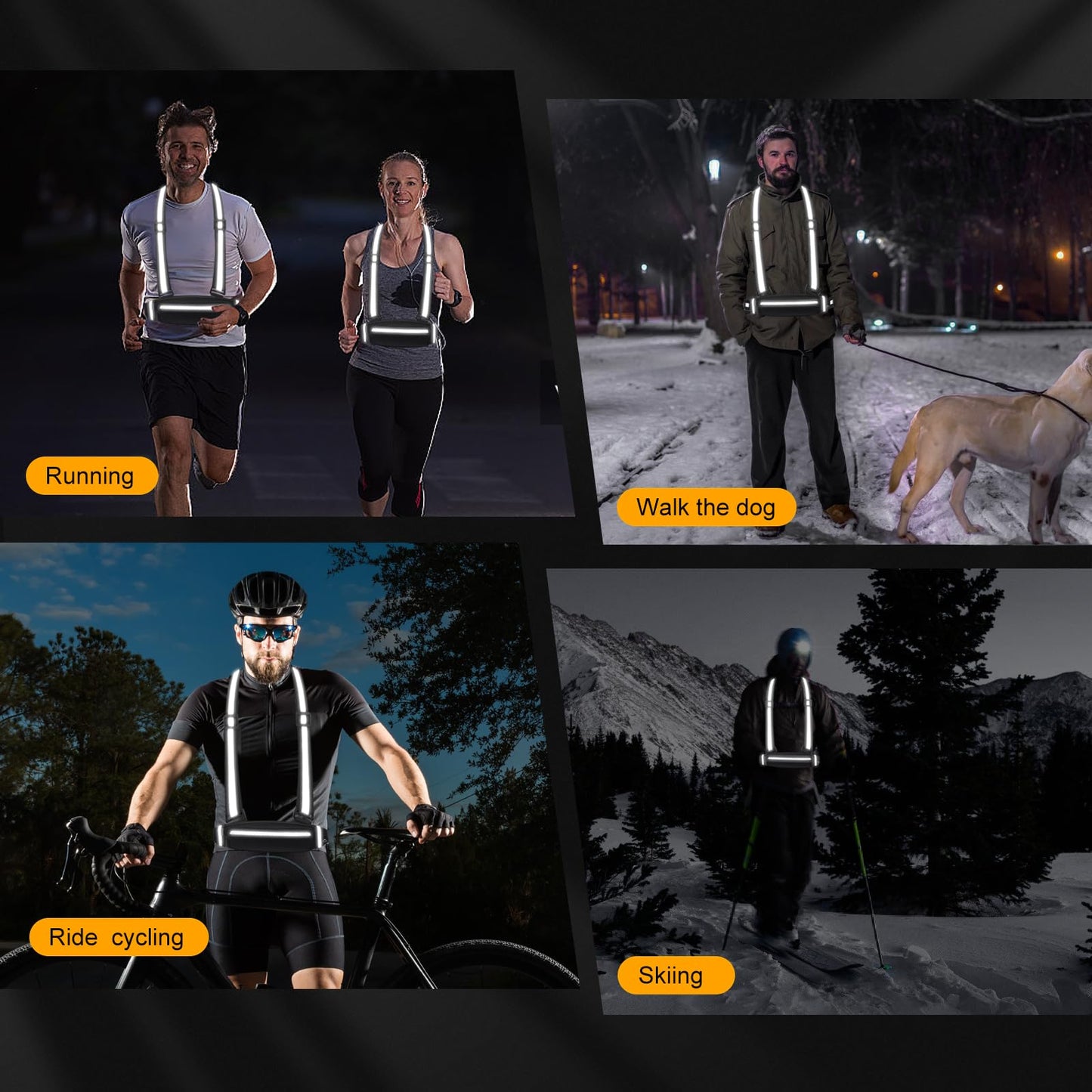 360° Reflective Running Belt & Vest | High Visibility Safety Gear with Adjustable Straps for Night Jogging, Walking, Cycling | Lightweight & Water Resistant Waist Pack