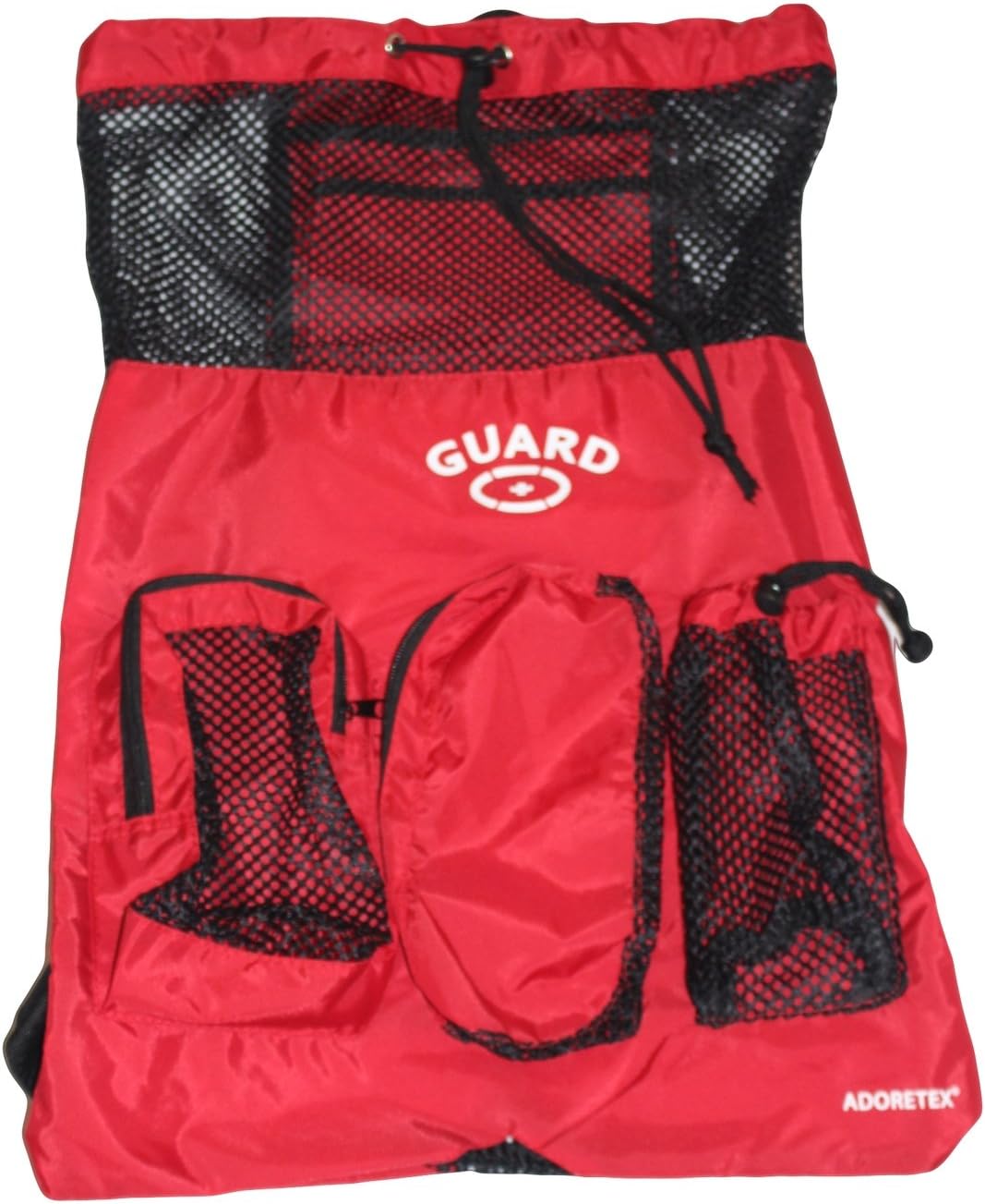 Adoretex Guard Mesh Equipment Drawstring Backpack Bag Red, Free Whistle and Lanyard (GB001) - Red/Black