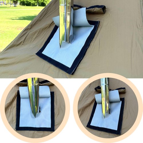 TAISOCA DIY Stove Jack 7.9 * 9inch Hot Tent Stove Jack Stove Jack Kit for Tent Outdoor Stove Jack with Rain Flap