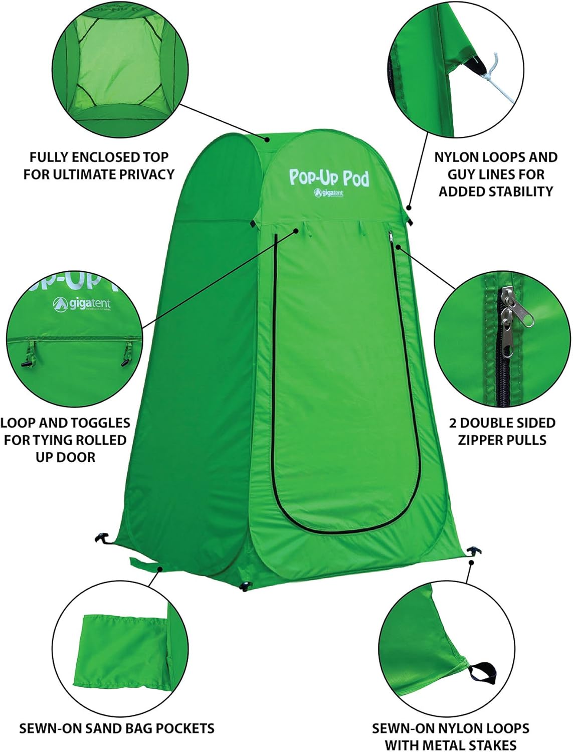 GigaTent Pop Up Pod Changing Room Privacy Shower Tent – Instant Portable Outdoor Rain Shelter, Camp Toilet for Camping & Beach – Lightweight & Sturdy, Easy Set Up, Foldable - with Carry Bag