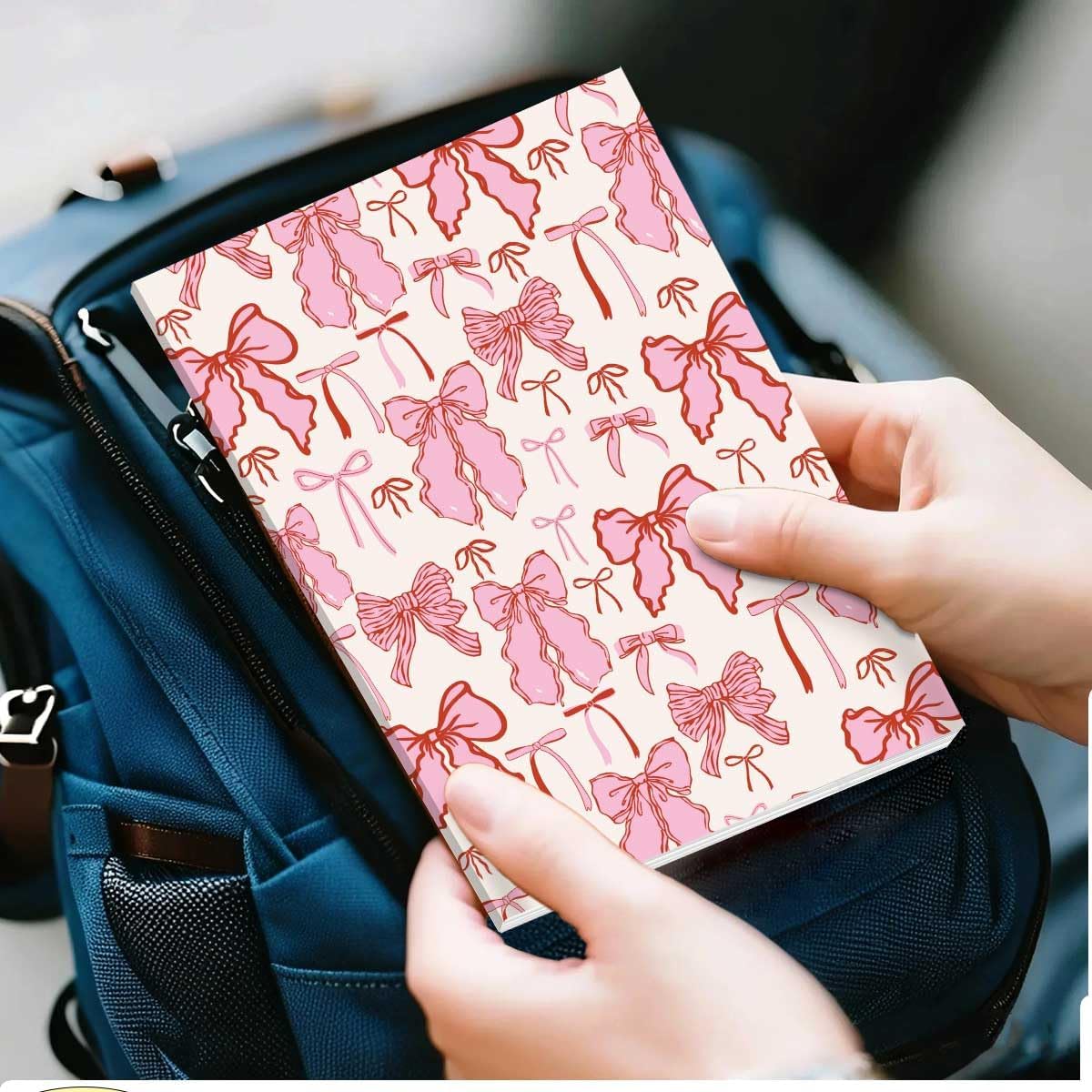 Pink Bow Notebook Journal, A5 Journal Notebook for Office Note Taking, 8.3 x 5.8 inch Writing Diary Subject Notebooks Planner, Travel Journaling-11