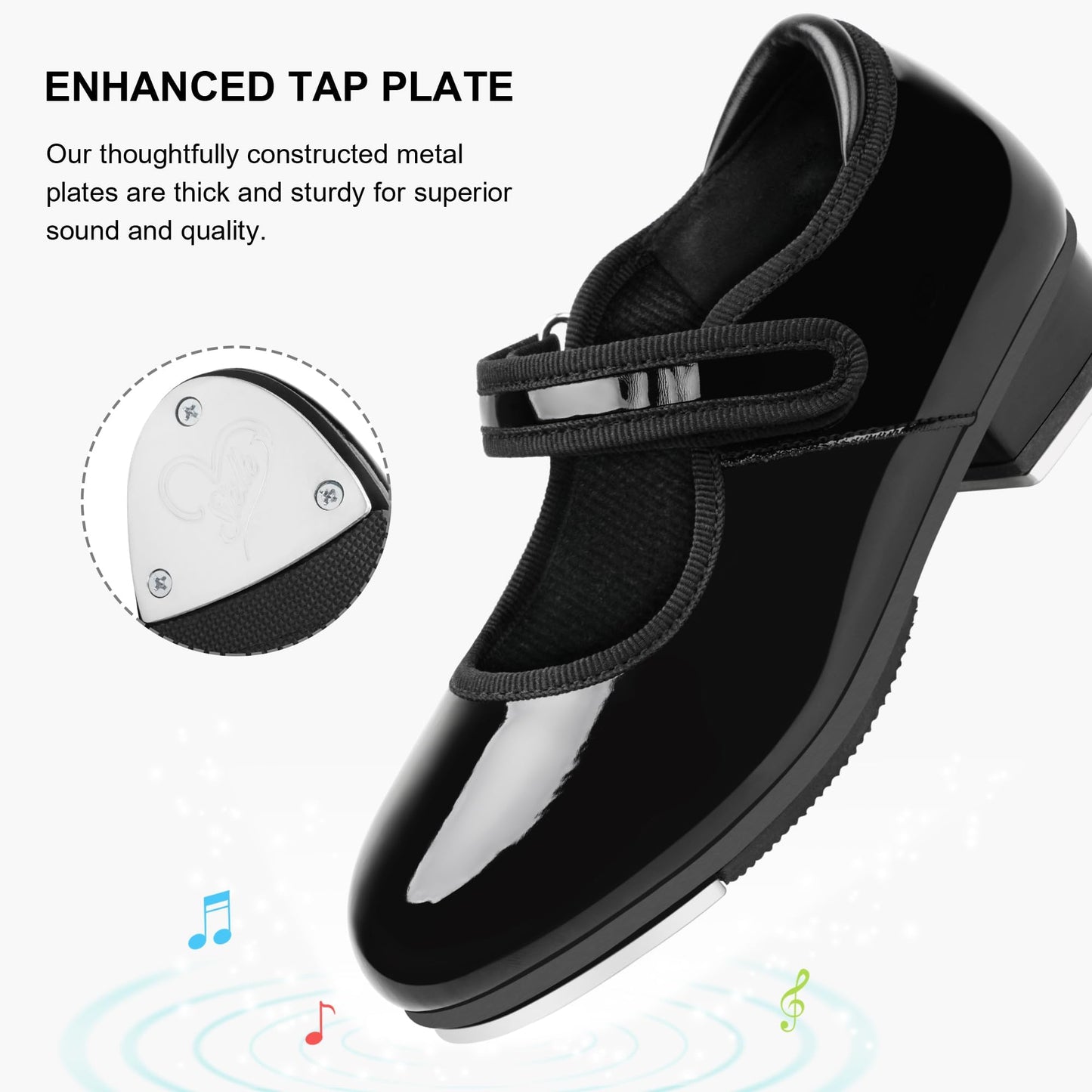 Stelle Tap Shoes for Girls Toddler PU Tap Dance Shoes for Toddler/Little Kids/Big Kids(Black,9MT)