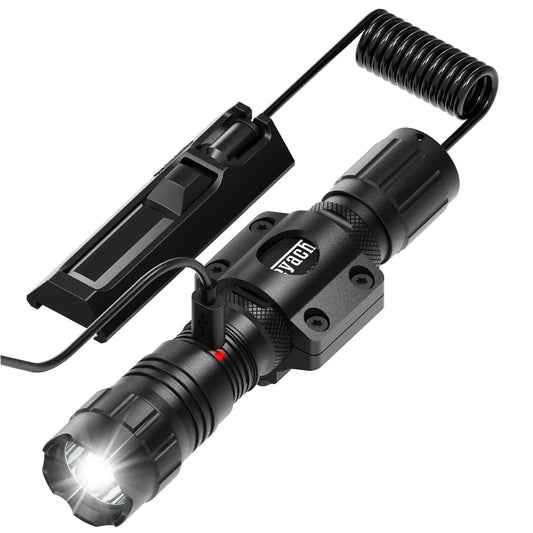 Feyachi Rechargeable Tactical Flashlight 1500 Lumen, with Strobe, USB-C Charging, IPX7 Waterproof, Includes Pressure Switch & M-Lock Mounts