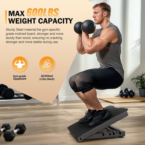 Naitesen Metal Slant Board Calf Stretcher for Squat 600lbs Weight Capacity Adjustable Incline Balance Board for Relieving Plantar Fasciitis Achilles Tendonitis Muscle Injuries Home Gym or Commercial