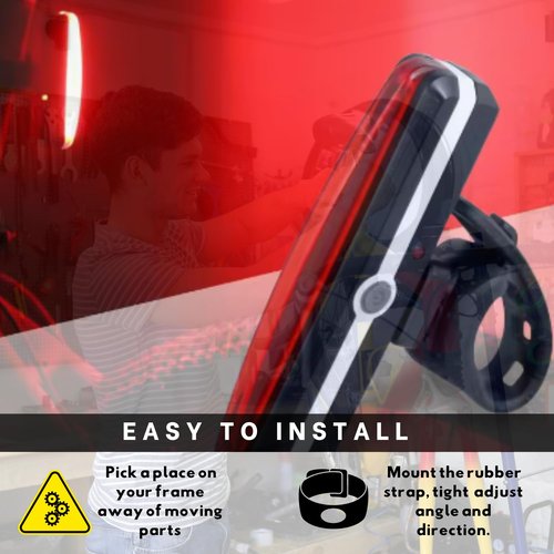 UWILE Ultra Bright Bike Taillight for Road Safety. Red Rechargeable Led Rear Light for seatpost Handlebar and Helmet. Day and Night Riding. Flex mounting Bicycle Road MTB eBike Scooter