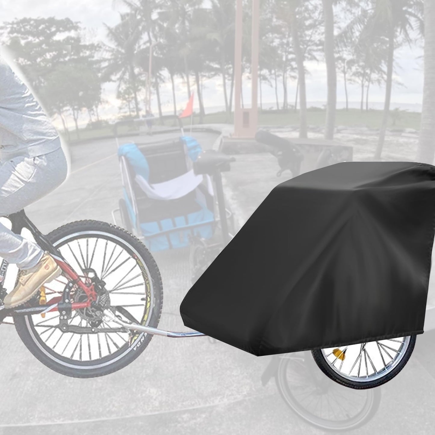 Amazing Fair Bicycle Trailer Cover - Waterproof Oxford Material with PU Coating, UV Resistant, Windproof and Dustproof, Suitable for 55x33x39 inches (140x84x100 cm) Trailers.