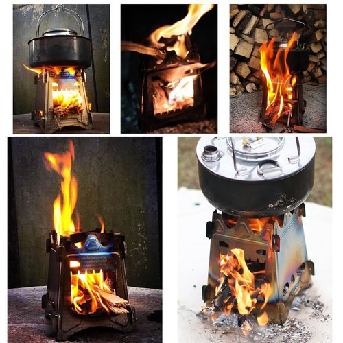 BlueDorado Ultralight Wood Burning Stove Portable Backpacking Stove Titanium Multi-Fuels Outdoor Camping Stove (Titanium)