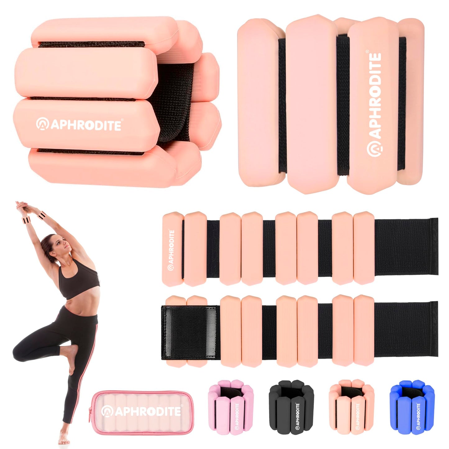 Ankle Weights for Women Men,Adjustable Wrist Arm Leg Weights Set for Home Gym Workout,Pilate,Yoga,Running,Walking, Pool Exercise,Barre,Weighted Bracelet,Set of 2 (1lb Each) (Flesh Pink)