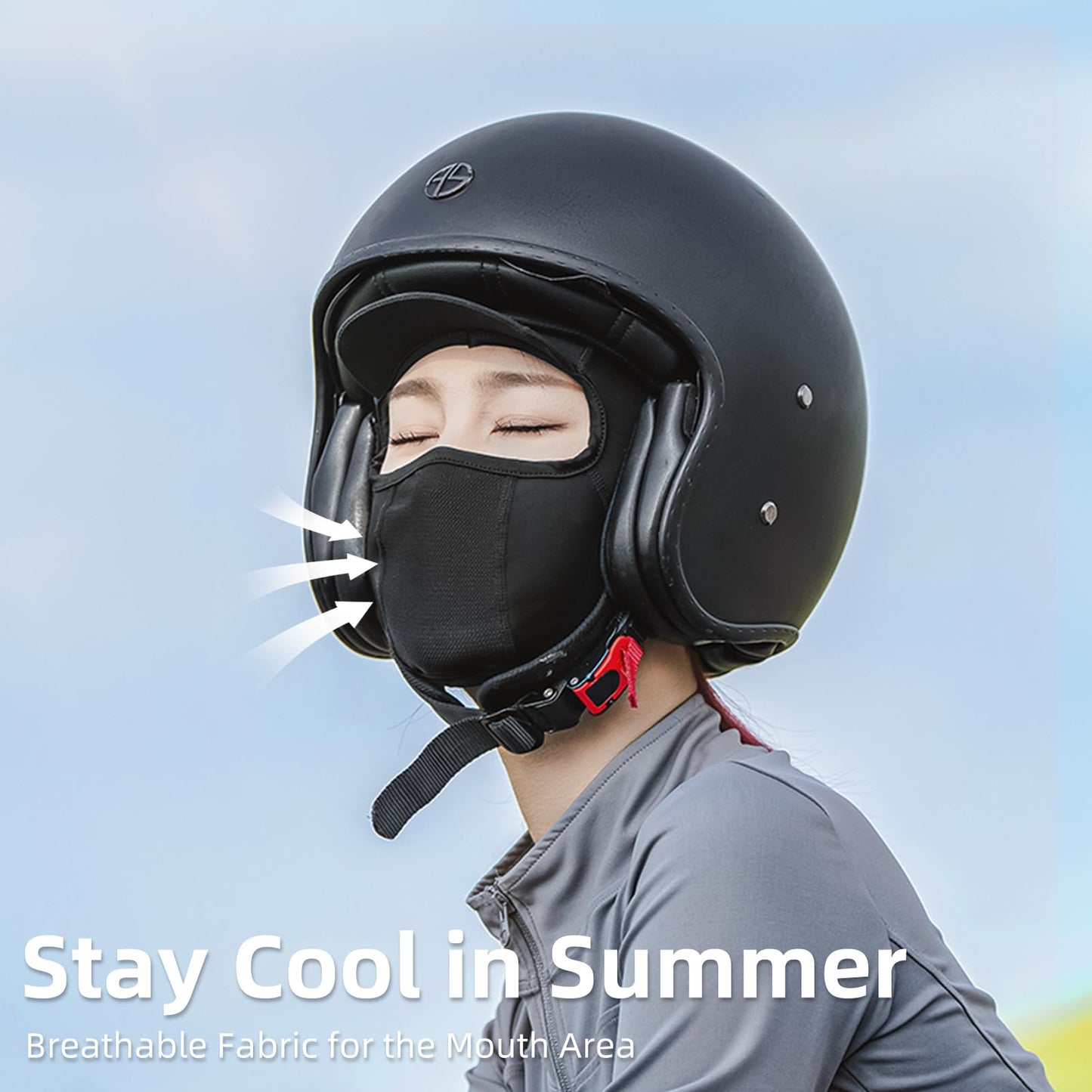 ROCKBROS Balaclava Face Mask, Summer Cooling Neck Gaiter Cycling Cap, UV Protector Motorcycle Scarf for Men/Women Black