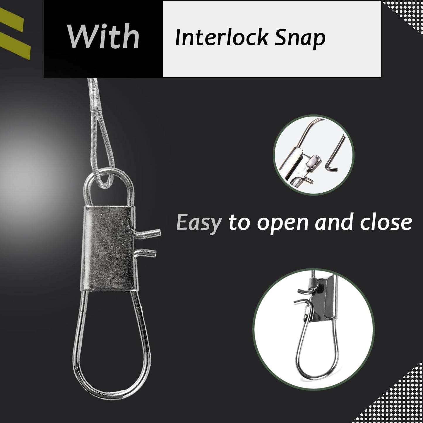 AMYSPORTS Freshwater Wire Fishing Leader Stainless Heavy Duty Wire Leader Fishing Saltwater Rigs Leaders Fishing Steel White Nickel #1 20lb 5.9in 50pcs