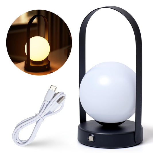 Outlery | Portable LED Lamp - Camping Rechargeable Lanterns - Table Lamp for Outdoor Or BBQ - Decorative Night Light Lamp - Suitable as Emergency Light for Kids and Adults - 9.8x4.8 inch (Black)