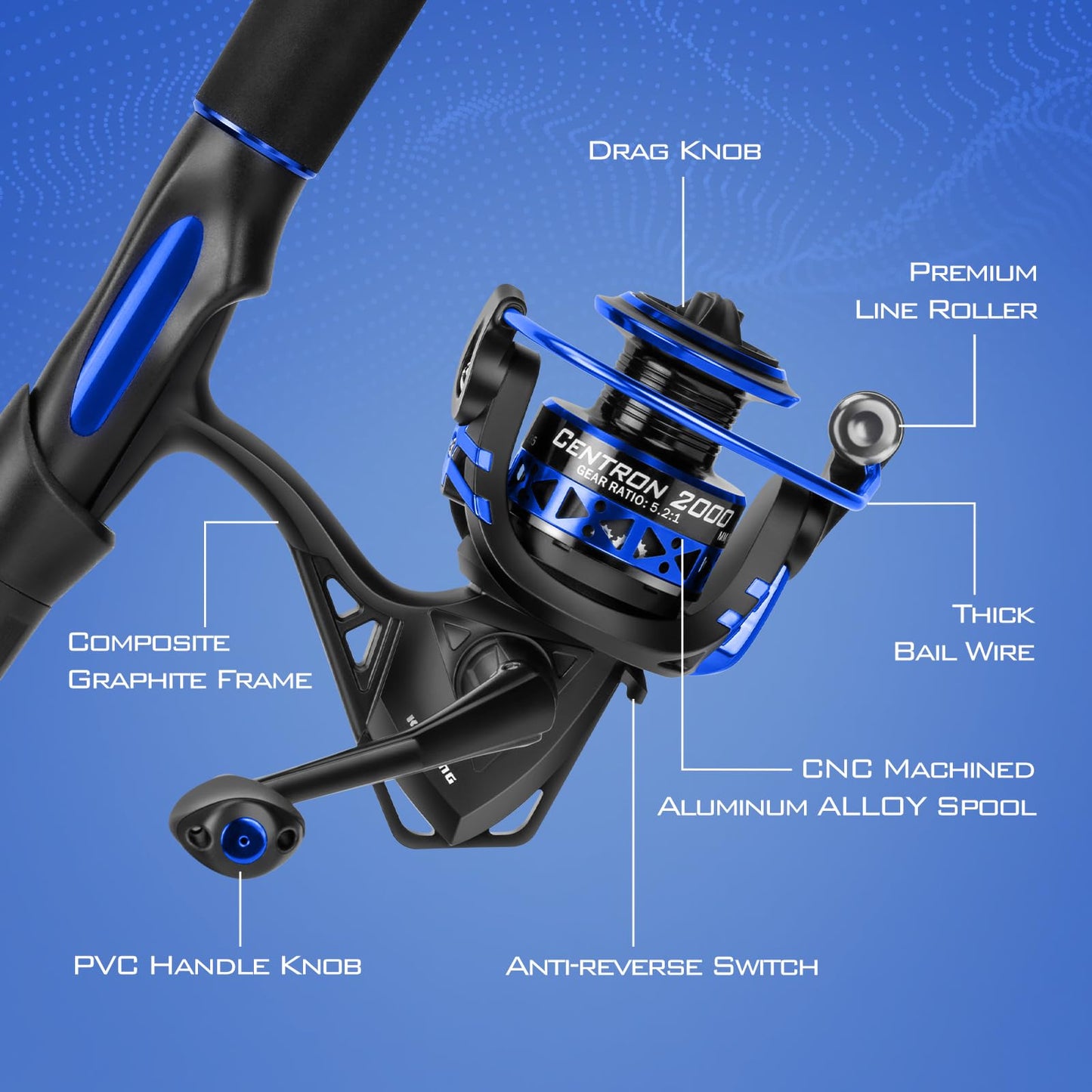 KastKing Centron Spin Combo,6ft 6in, Medium Light-,2000 Reel Back