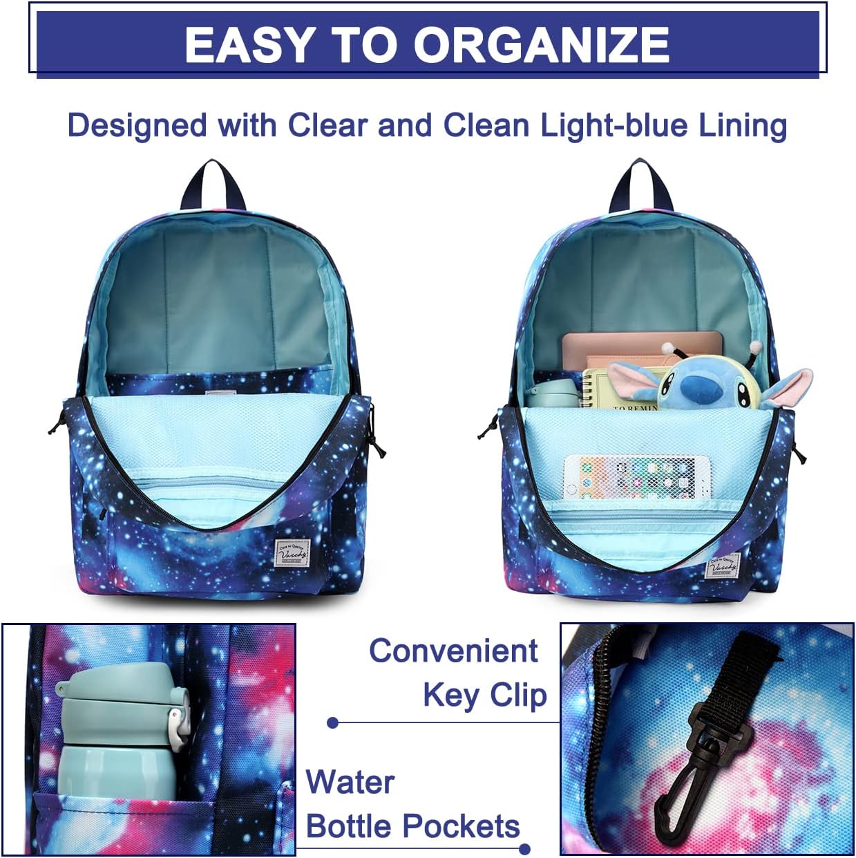 VASCHY Backpacks Handbags, Lavender, M