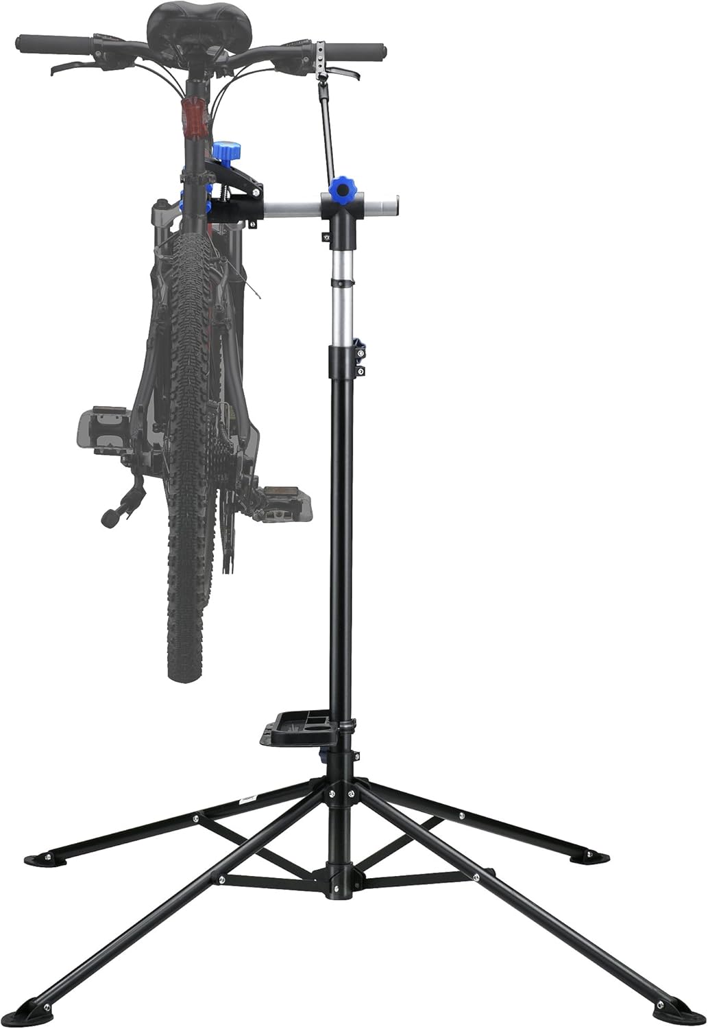 Pro Stand Plus Bike Rack - Heavy-Duty Telescoping Bicycle Stand with Tool Tray, Rotating Clamps, and Adjustable Handlebar Rod by RAD Cycle (Black)