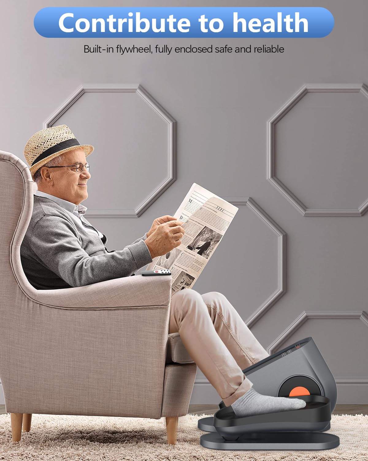 HJDFGSS Under Desk Elliptical Machine, Electric Ellipse Leg Machines as Seen on Tv for Seniors with 10 Adjustable, Leg Machines,Quiet & Portable Seated Pedal Exerciser