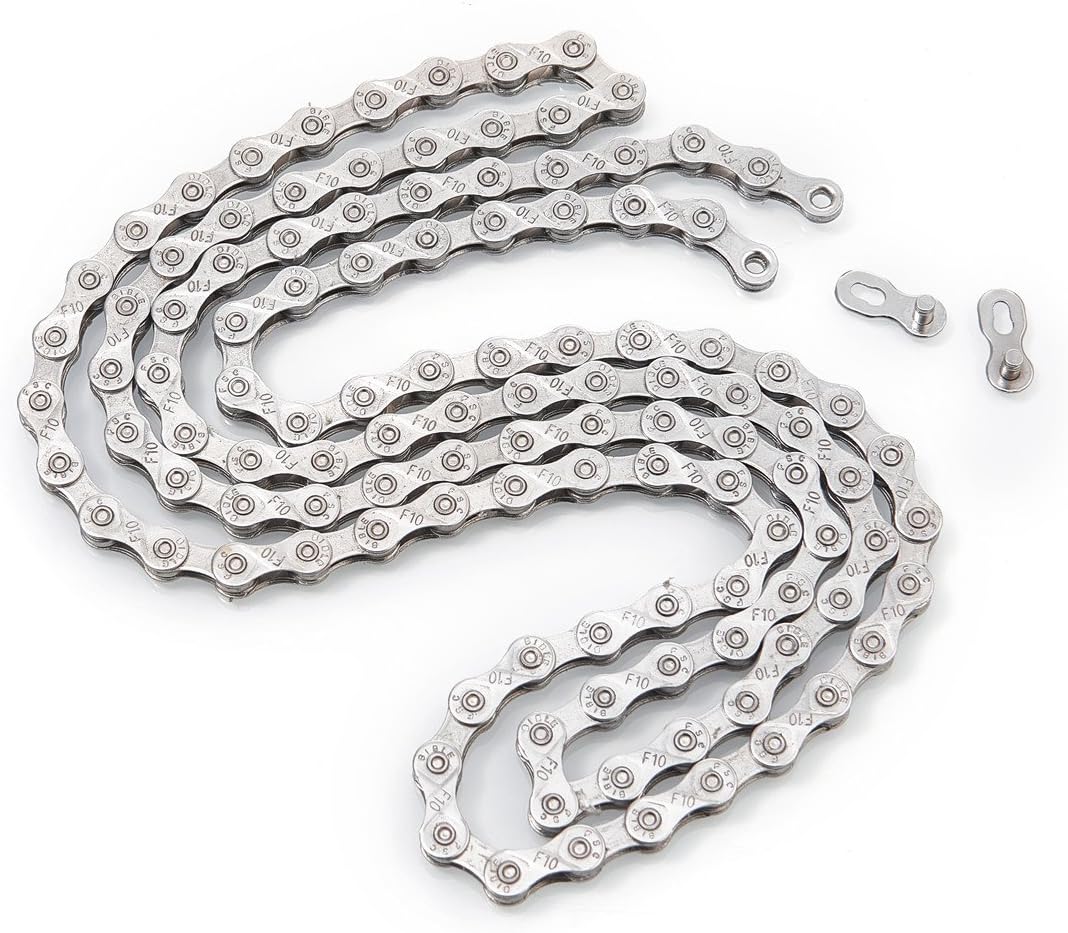 FSC 10 Speed 116 Links Bicycle Chain, Silver,Gold (1/2x11/128-Inch) Compatible with 9 Speed