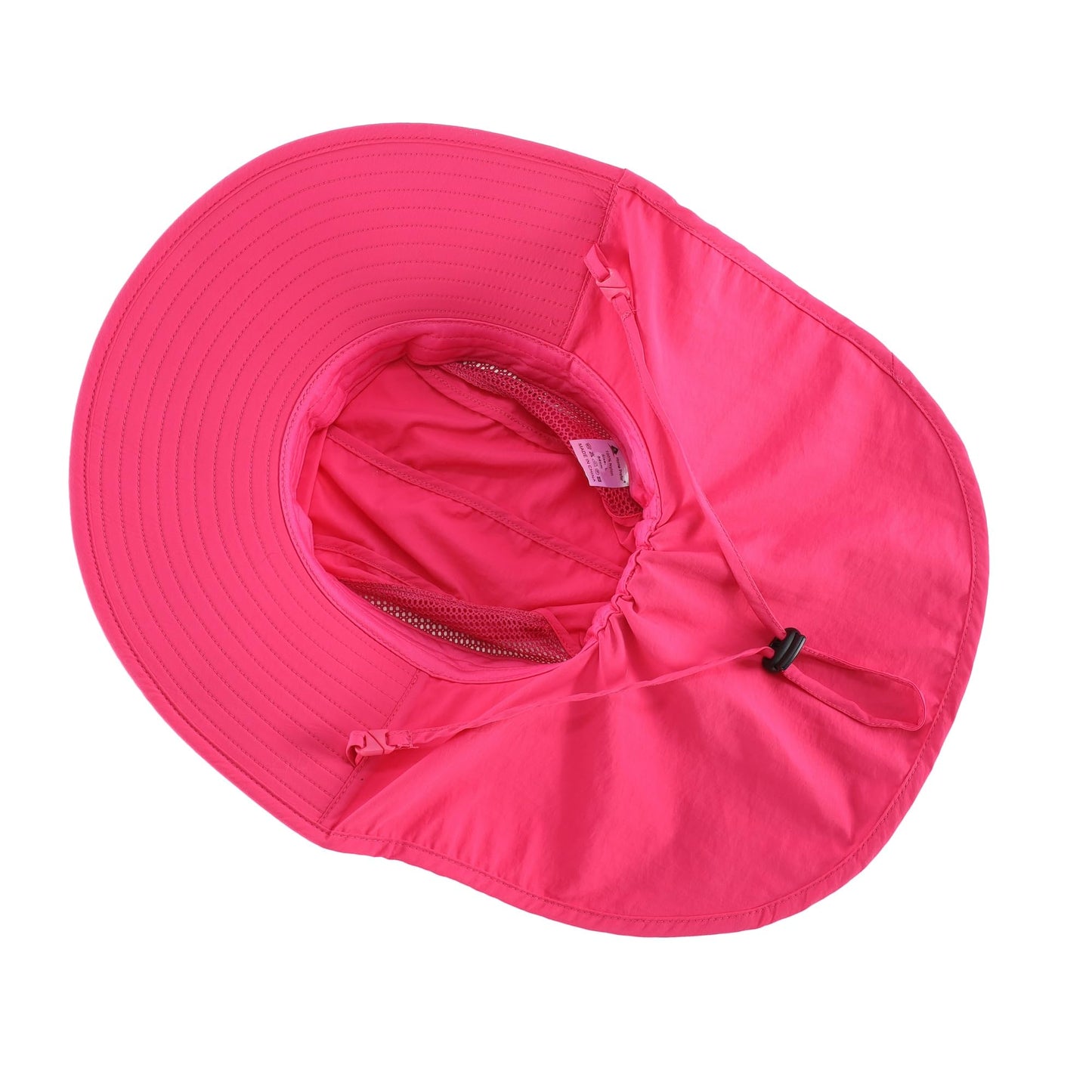 Home Prefer UPF50 Wide Brim Kids Sun Hat Neck Flap Girls Sun Protection Beach Hat Hot Pink Large