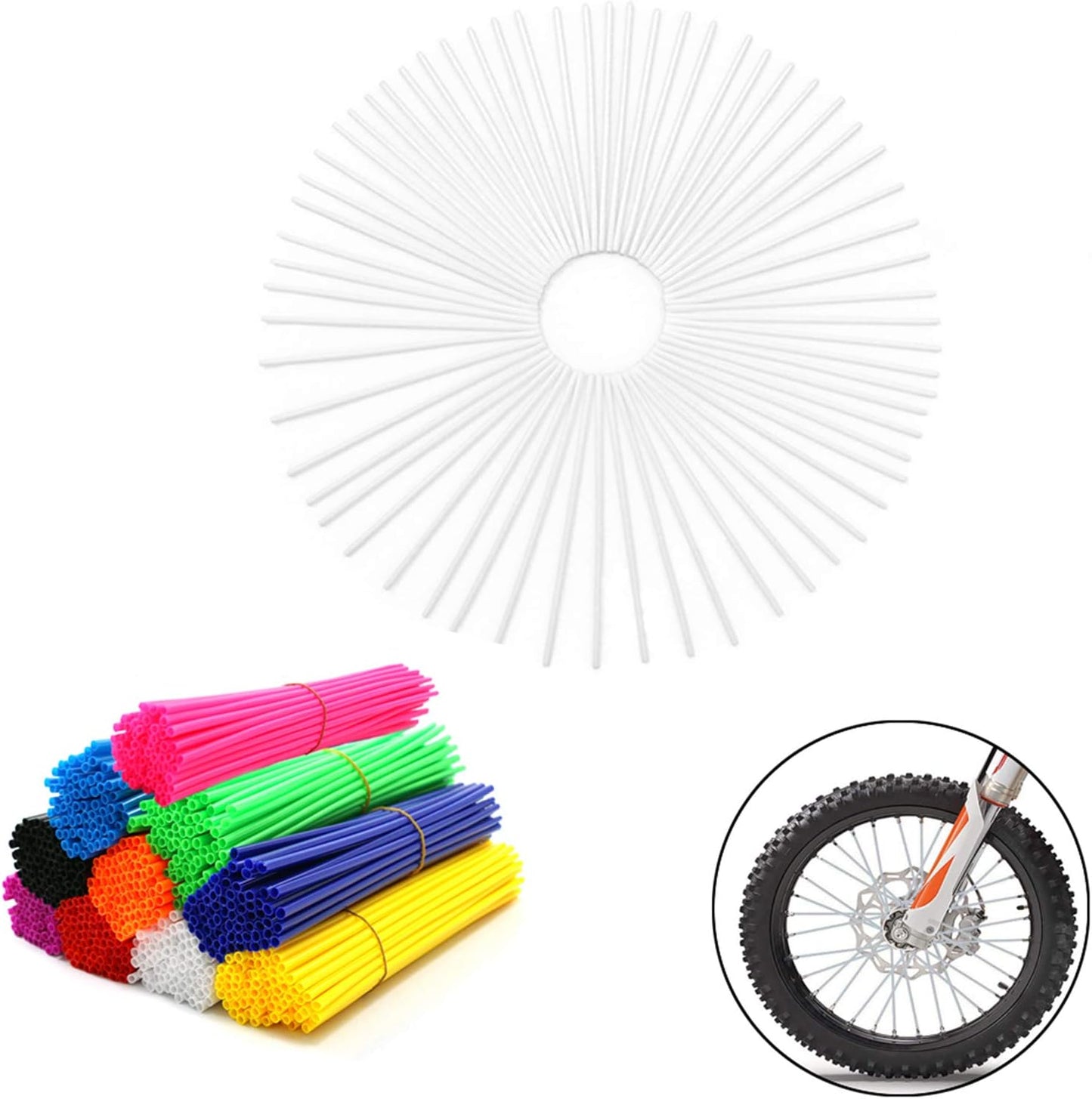 72Pcs Universal Spoke Skins Covers，Wheel Spoke Wraps Skins Pipe Trim Decoration Protector For Motorcycle Dirt Bike Yamaha Honda BMW Suzuki Kawasaki(Pink)