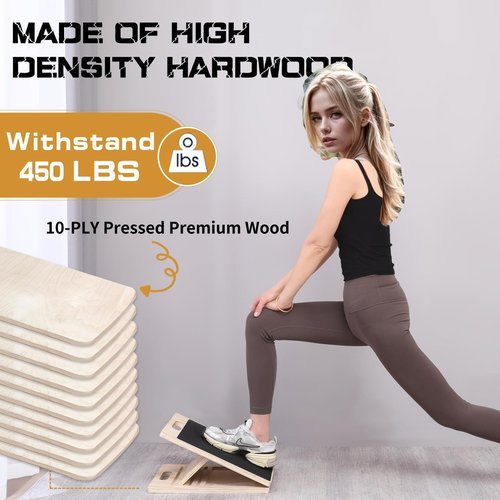 Portable Wood Slant Board for Calf Stretching Squats Calf Stretcher Physical Therapy Equipment Adjustable Incline Board