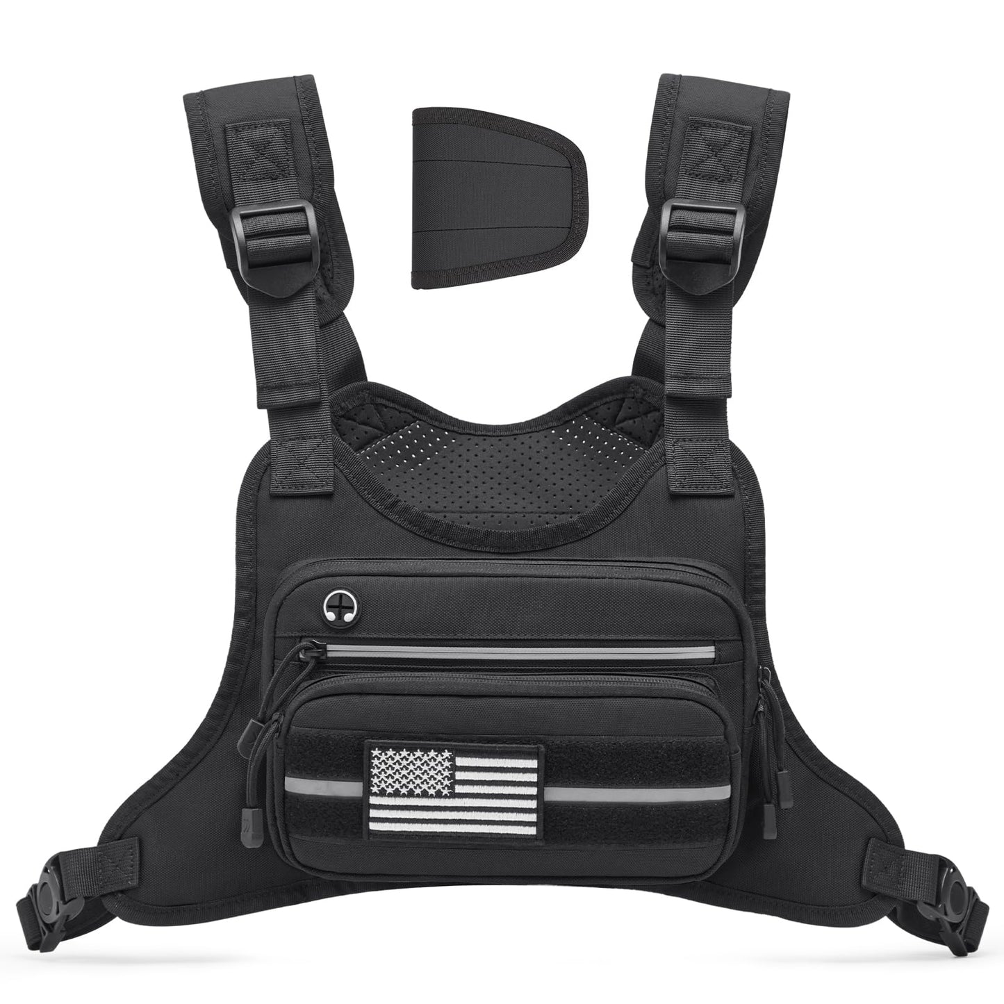 G4Free Tactical Chest Bag for Men, Quick Access Chest Rig Vest, EDC Chest Pack for Running, Hiking, Cycling (Black)