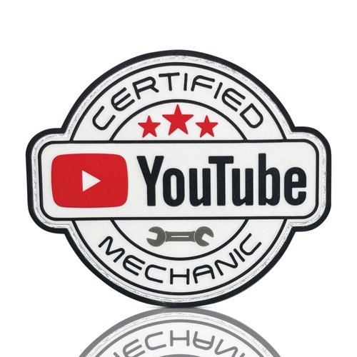 Certified YouTube Mechanic PVC Patch - Funny Morale Patch for Tool Box, Hard Hat, Vest, Gear Bag, Tactical Backpacks | Expert Mechanic Accessories, Lineman, Electrician, Construction Worker Gifts