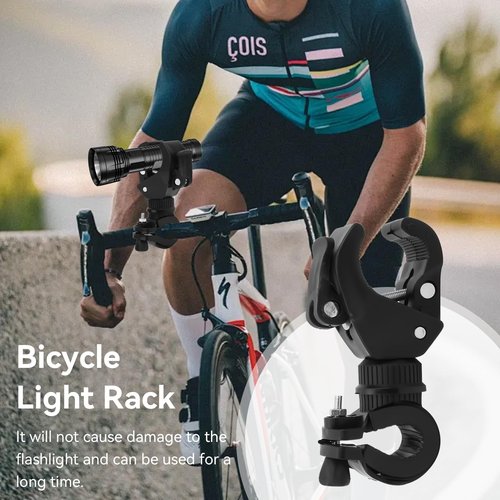 Bike Flashlight Holder, 2 pcs Bike Light Mount Holder 360 Degree Rotatable Bicycle Flashlight Bracket Cycling Flashlight Holder Torch Clip Flashlight Mount Holder Mount Bicycle Mounting Bracket