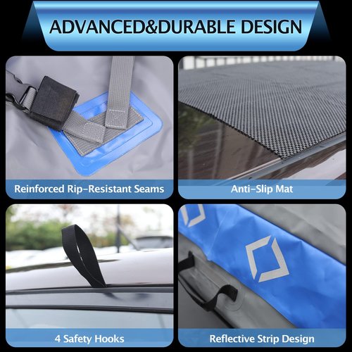 IDEALHOUSE 2024 New Rooftop Cargo Carrier Bag – 21 Cu Ft Heavy-Duty Robust Waterproof & Durable Storage Bag, Universal Fit with 8 Door Hooks
