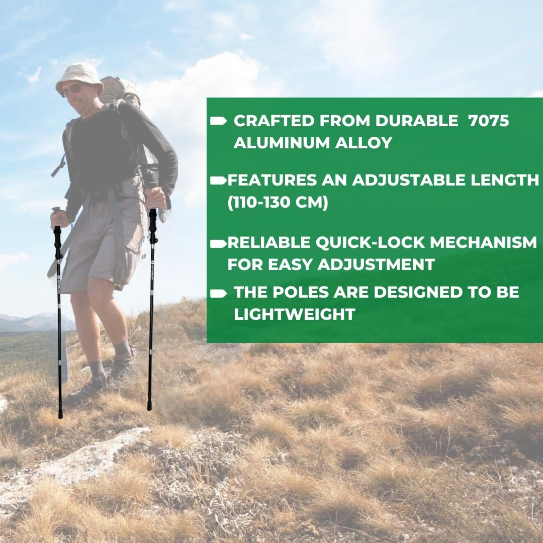 GETORIUM Trekking Poles - Lightweight, Folding Hiking Poles for Backpacking Gear, Nordic Ultralight Walking Sticks, 2 Poles, Aluminum 7075, 110-130cm, Cork Grip