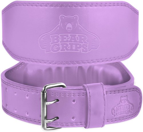 Bear Grips Weight Lifting Belt 7mm Weightlifting Belt Padded Gym Belt Double Prong Squat Belt Leather Workout Belt Powerlifting Deadlift Belt Back Support Exercise Belt Training Cinturon Purple Large