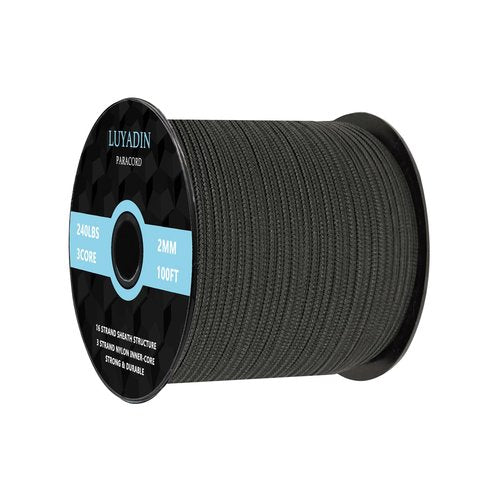 LUYADIN Paracord 240lb - Diameter 2mm Micro Utility Cord -3 Strand Parachute Spool Cord - 100ft 200ft,Paracord for Camping,Hiking,Fishing,Outdoor and DIY