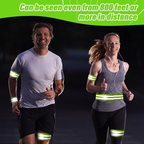 Yilloog 150 Pieces Reflective Arm Bands for Night Walking Ankle Band for Runners Reflective Wrist Band Cycling Running Gear Reflector High Visibility Tape Straps(Green)